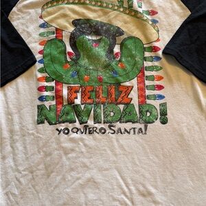 Festive Cactus Long Sleeve Tee - Black and White Vintage